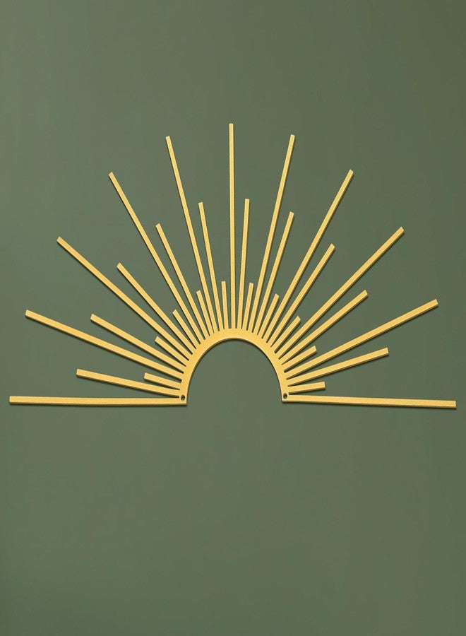 Otoolling Sun Gold Metal Wall Decor Minimalist Sun Sparkle Metal Wall Art Boho Abstract Sculpture Sunshine Minimalist Line Design for Kitchen Bedroom Living Room Outdoor,15.7'' x 7.7'' - Image 1